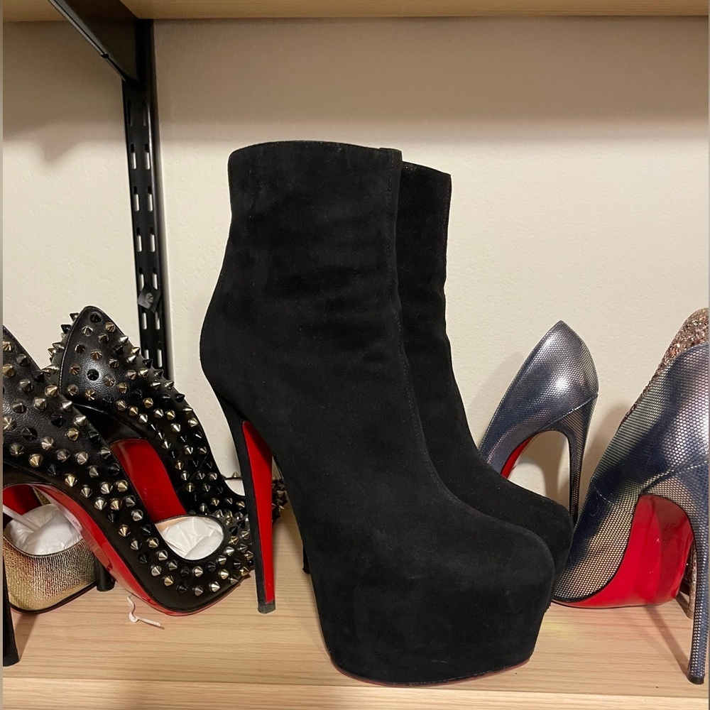 Christian Louboutin Daf Platform Bootie 160 blk Veau Velour suede lthr EU36 - Picture 12 of 14